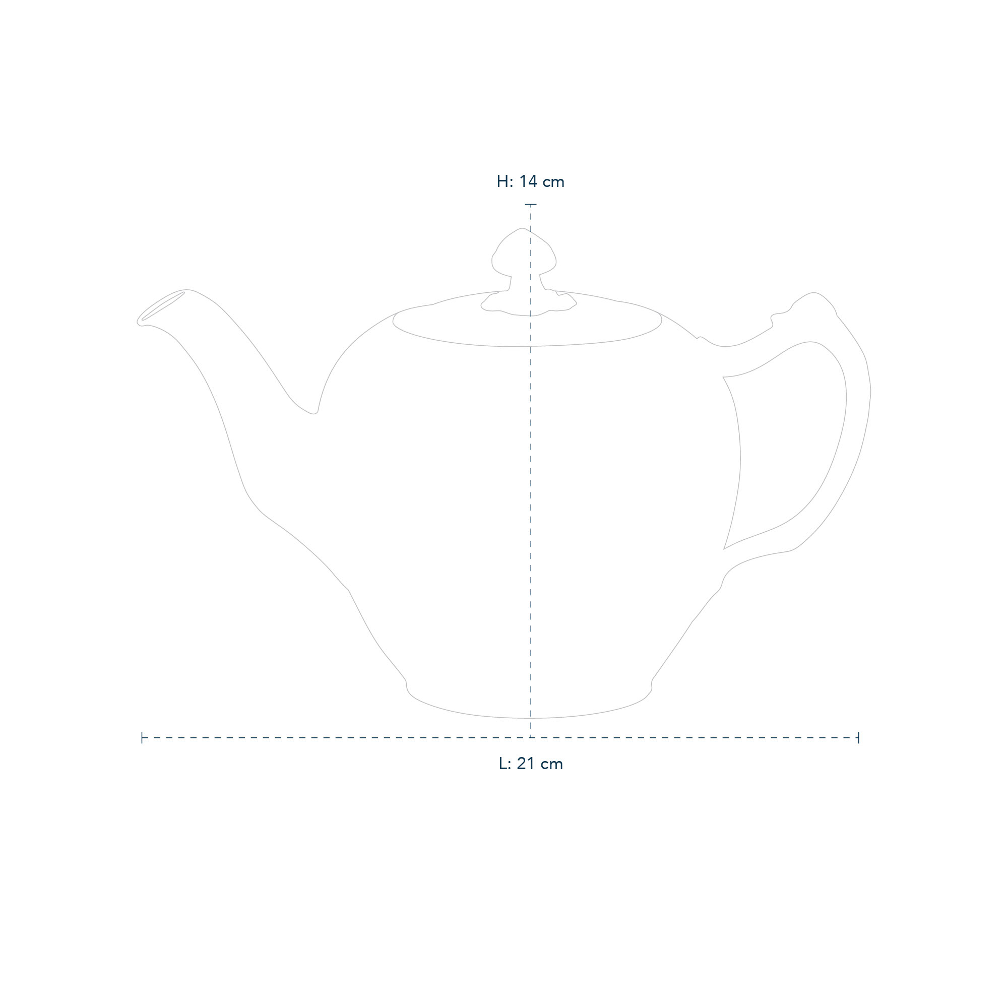 1017181 Blue fluted plain Teapot 70cl line drawing
